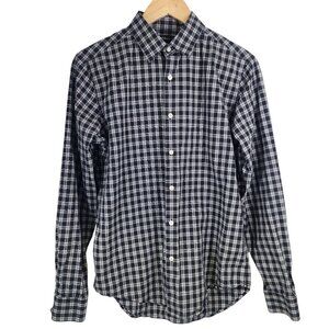 Theory Plaid Button Front Dress Shirt Men's Size S Black and White‎